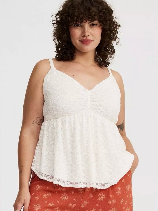 torrid Tops - Torrid Lace Babydoll Top Cami Size 1X Coquette Fairy Festival Coachella Beachy